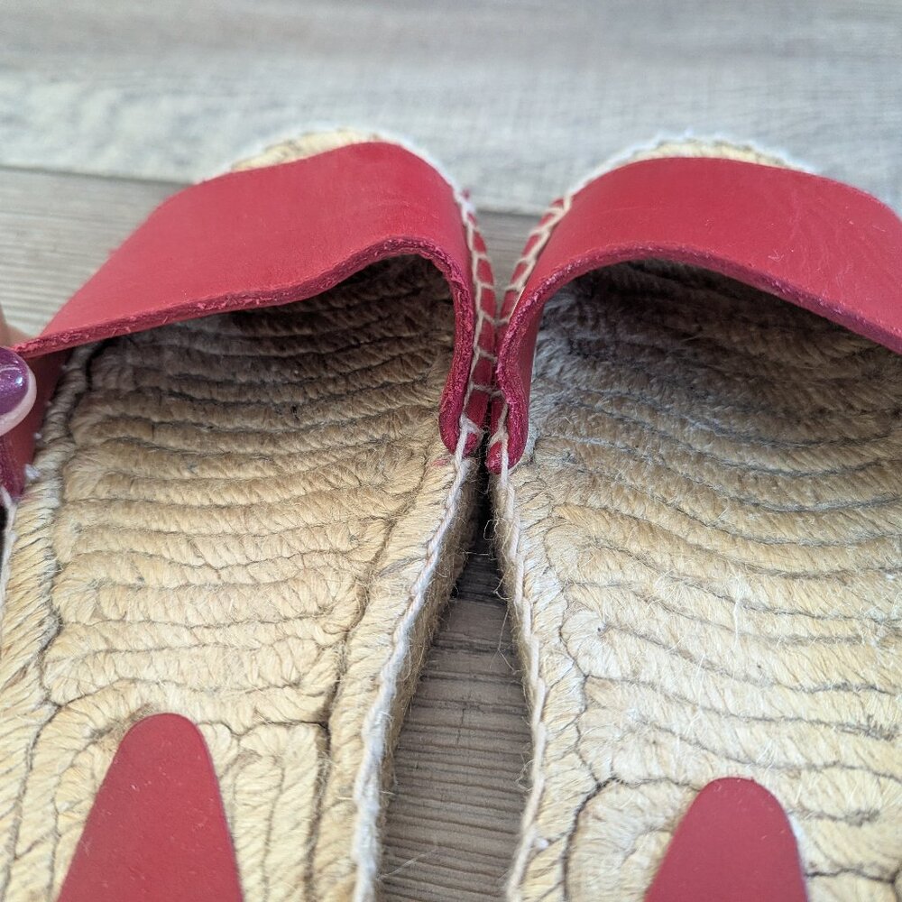 VINCE. Edie Leather Platform Summer Spring Party Beach Espadrille Sandal Red 7 - Picture 11 of 13